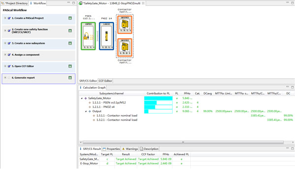 PNOZsigma安全繼電器控制雙接觸器切斷電機的示例